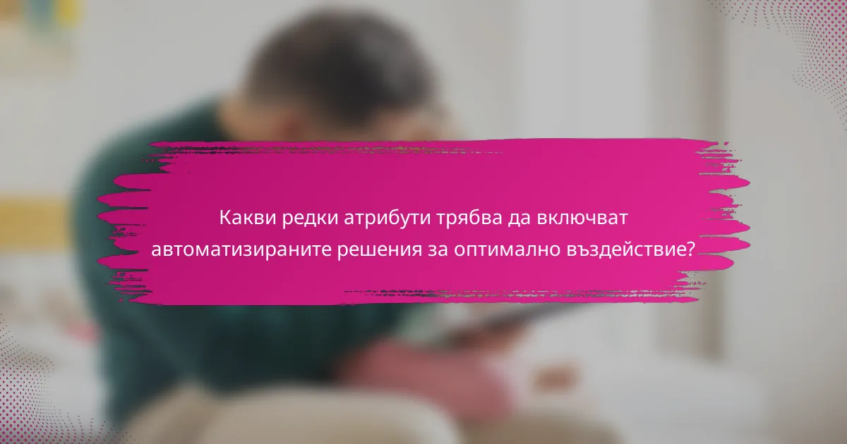 Какви редки атрибути трябва да включват автоматизираните решения за оптимално въздействие?