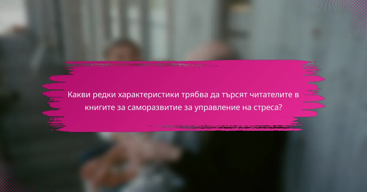Какви редки характеристики трябва да търсят читателите в книгите за саморазвитие за управление на стреса?