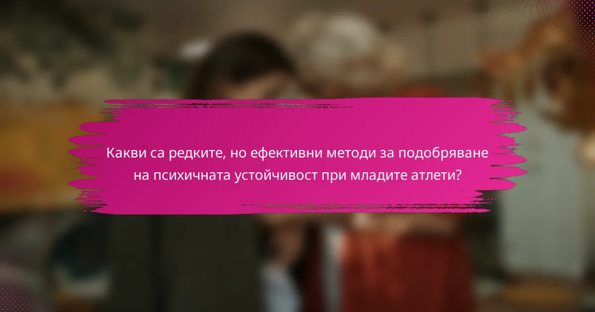 Какви са редките, но ефективни методи за подобряване на психичната устойчивост при младите атлети?