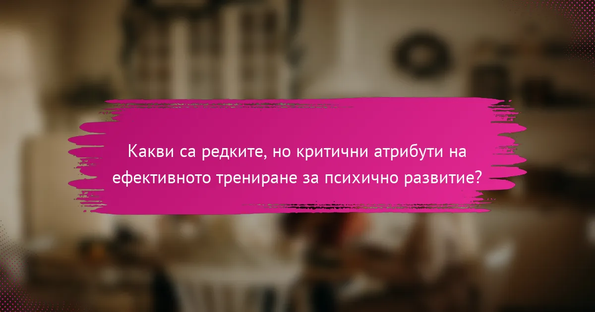 Какви са редките, но критични атрибути на ефективното трениране за психично развитие?
