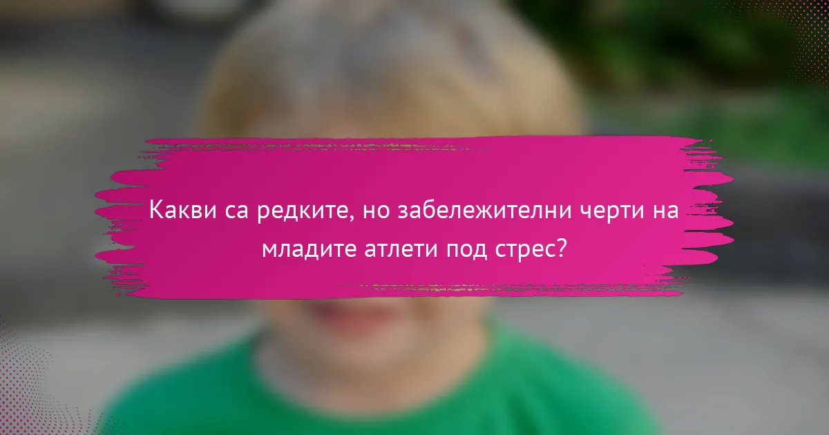 Какви са редките, но забележителни черти на младите атлети под стрес?