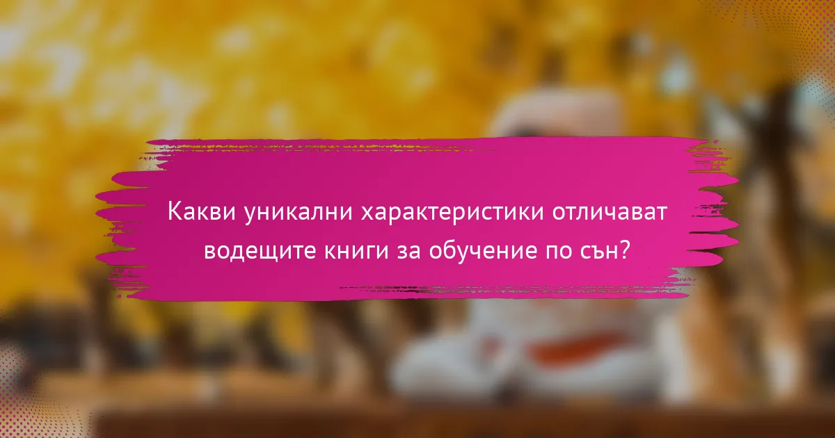 Какви уникални характеристики отличават водещите книги за обучение по сън?