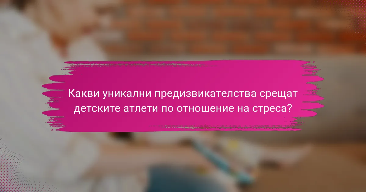 Какви уникални предизвикателства срещат детските атлети по отношение на стреса?