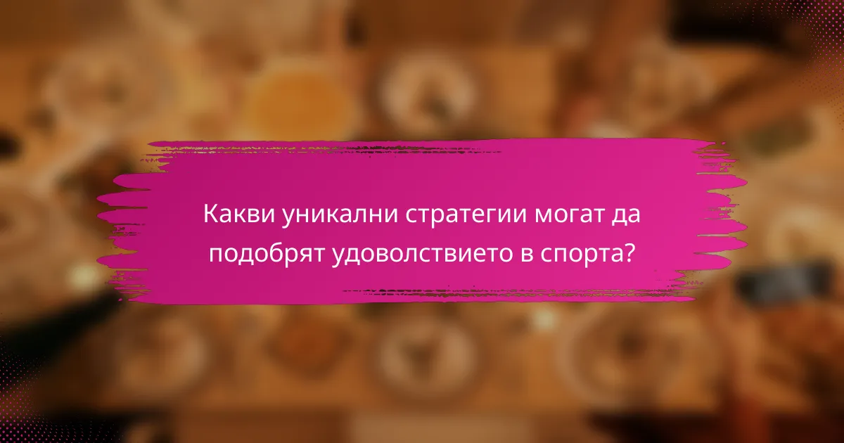 Какви уникални стратегии могат да подобрят удоволствието в спорта?