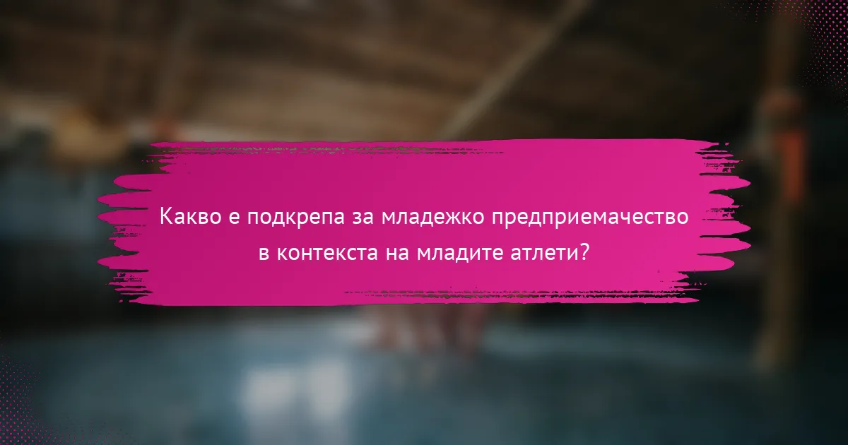 Какво е подкрепа за младежко предприемачество в контекста на младите атлети?
